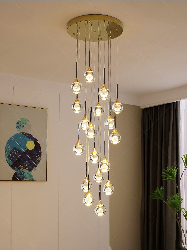 楼梯长吊灯别墅旋转loft公寓挑高客厅楼梯间灯复式楼中楼梯灯吊灯_虎窝淘