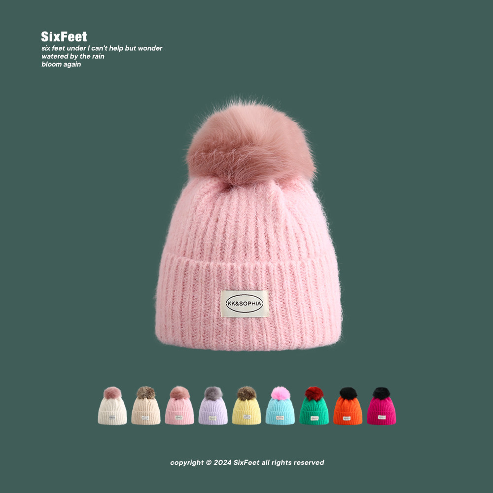 糖果色系贴标针织毛球帽子女冬加厚保暖宽松大头围情侣百搭套头帽,服饰配件/皮带/帽子/围巾,帽子,淘宝优惠券,粉丝福利购,淘宝优惠卷