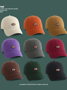 SixFeet美式贴标棒球帽韩版男女四季百搭鸭舌帽加大加宽大码帽子