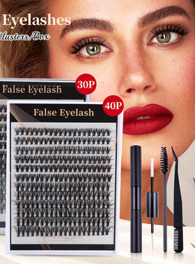 30P false eyelashes with 240 clusters naturally curled up