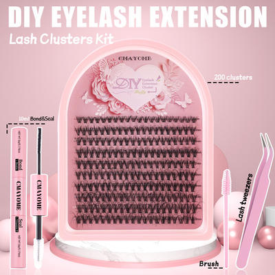 200 clusters of natural and thick C-curve false eyelashes