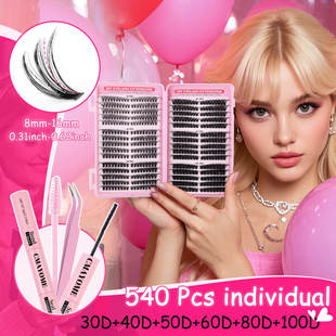 false mixed 540 curve segmented clusters eyelashes