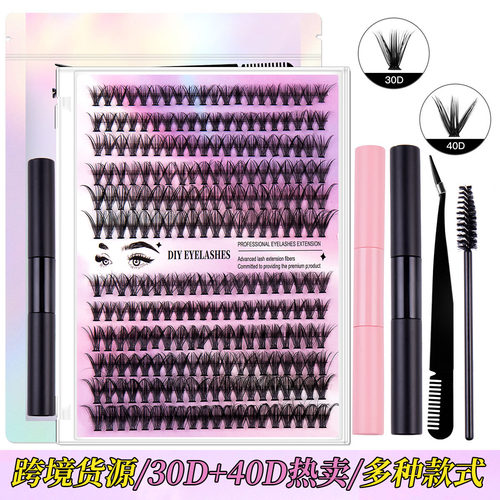 DIY segmented large capacity adhesive tweezers eyelash set