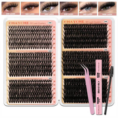 708 clusters of D-curve 8-16mm thick curled false eyelashes