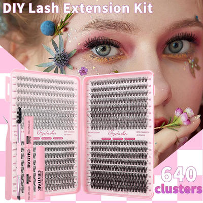 640 clusters of thick curled D-curved false eyelashes假睫毛