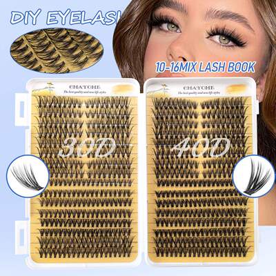 608 clusters of D-curved fake eyelashes 10-16mm DIY假睫毛