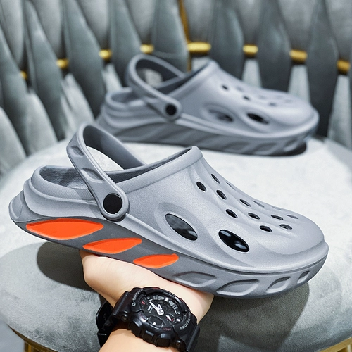 Летние тапочки в стиле Crocs, универсальные дышащие ультрамягкие пляжные мюли, босоножки, закрытый носок, коллекция 2024 года, мягкая подошва