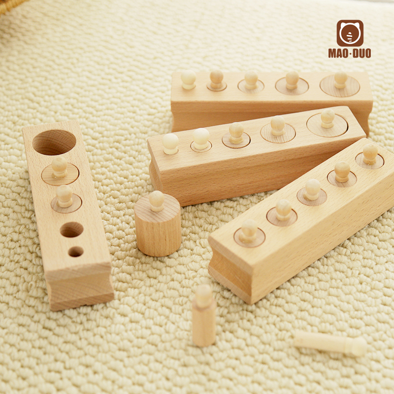 原木无漆儿童木制早教玩具宝宝益智圆柱体插座玩具木质配对实木