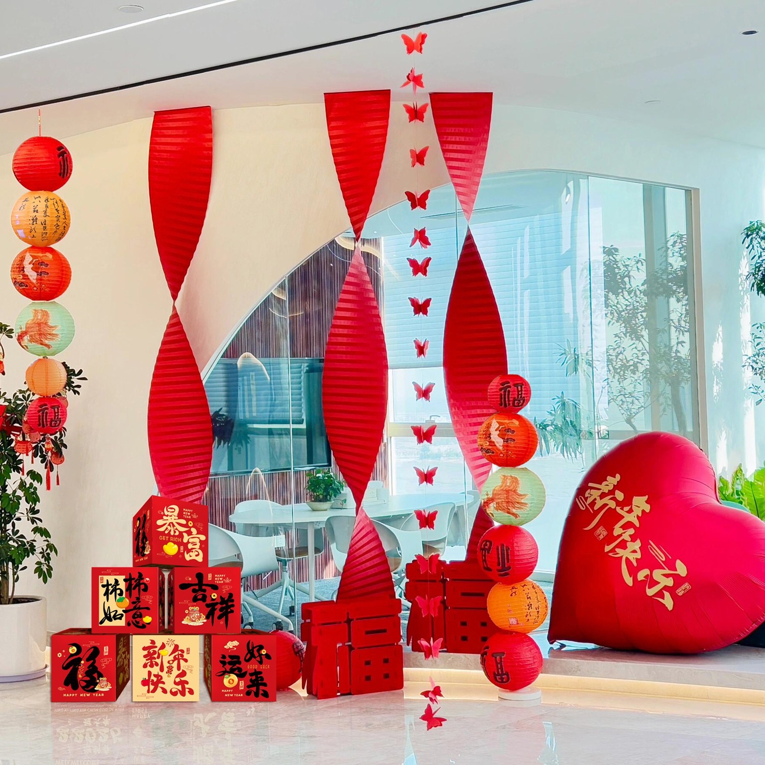 马年新年红灯笼福字拉花吊顶挂件