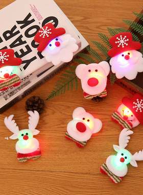 圣诞节装饰用品发光胸针 胸章老人 雪 人熊 圣诞节礼品