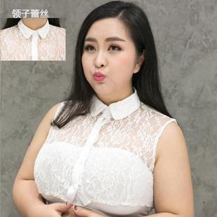 蕾丝边打底圆尖领子200斤工作纯棉 假领女胖mm半衬衫 5折秒杀 大码