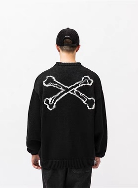 Sunken/WTAPS ARMT/SWEATER/POLY.X3.0骨头圆领针织宽松毛衣 22AW