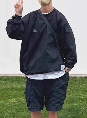 日系WTAPS SMOCK 圆领工装长袖T恤宽松休闲衬衫夹克 cityboy 23AW