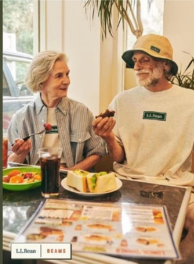 LLBEAN联名BEAMS日系复古动物印花短袖户外运动宽松潮T恤情侣23SS