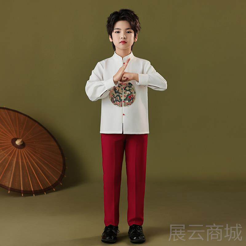高档六中小儿生学合唱团演出服诗歌朗诵唱一红歌童中国风汉服马面