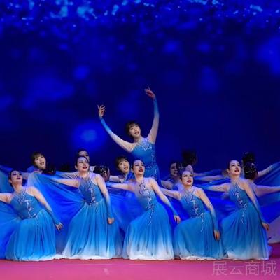 高档场舞大摆裙连演出服大气现代舞命的河舞生蹈服装歌伴舞表演衣