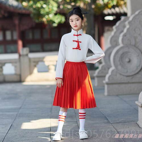 高档儿朗童中国风中小学运动会班男女童六一国服合唱表演服爱诵演