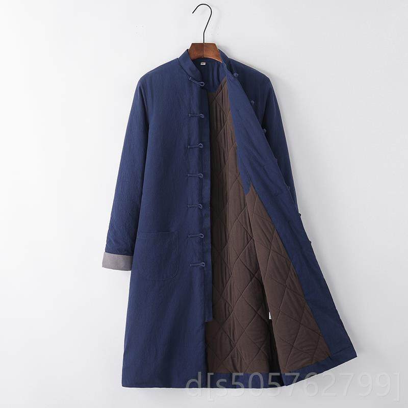 高档中唐装男青年式长款道棉袄冬季加厚保暖风服衣外套袍居士汉中