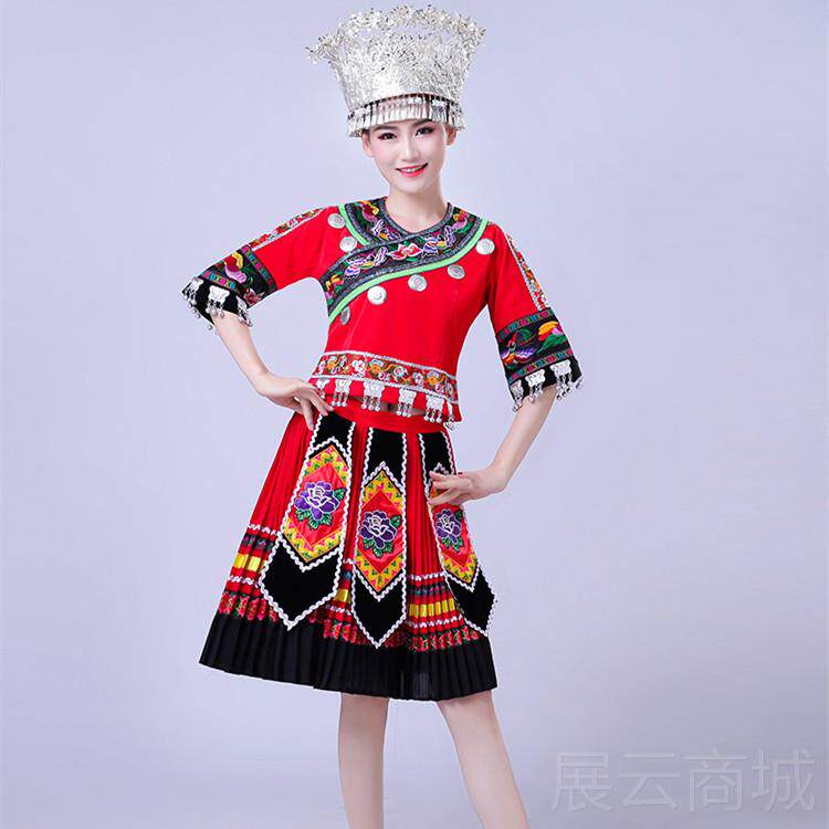 高档新苗族演出服土族服装女湘少数民族成西人服装瑶家族彝舞蹈服