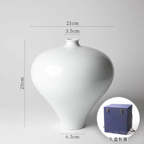 高档墨蓝器制瓷造陶瓷花瓶禅意中式日式插花器白桌面摆件花投入皿
