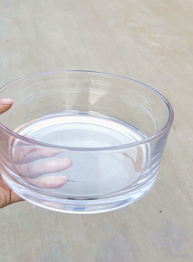 加厚猫碗圆形玻璃碗莲容器缸荷花盆铜钱草水培一叶莲花盆睡莲缸