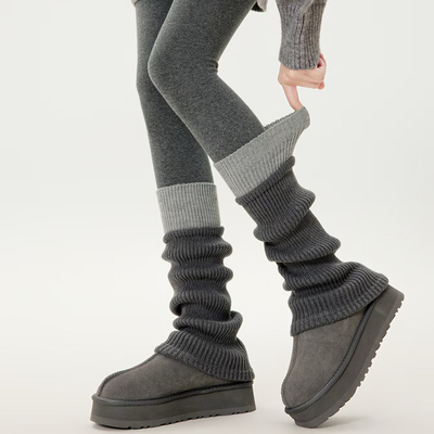 深灰色袜套leggings叠穿美炸了！