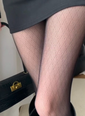 黑丝袜女菱格连袜裤春夏季超薄高透性感网袜显瘦菱形格灰色丝袜