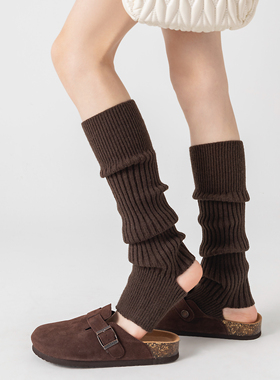 咖色长筒踩脚腿套女款保暖加厚打底裤瑜伽堆堆袜套亚文化小腿袜