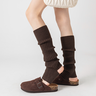 咖色长筒踩脚腿套女款保暖加厚打底裤瑜伽堆堆袜套亚文化小腿袜