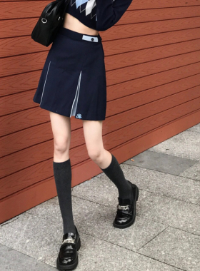 黑灰色小腿袜子女夏季薄基础款百搭棉jk学院风纯色中筒及膝堆堆袜