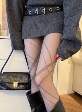 灰色丝袜女春夏季超薄性感黑绷带不规则连袜裤防勾丝显瘦美腿黑丝