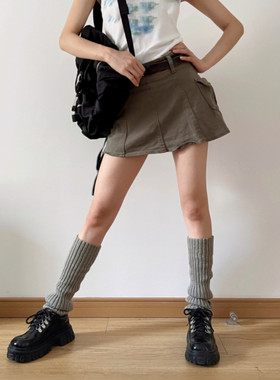 针织jk袜套袜子女灰色长筒小腿袜腿套春秋保暖堆堆袜辣妹y2k中筒