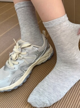miu灰色袜子女中筒袜夏季纯棉薄款少女韩系长款芭蕾风波点堆堆袜