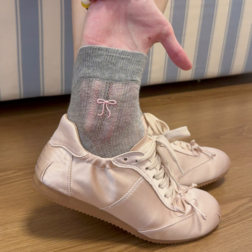 灰色芭蕾风袜子女短袜夏季薄款