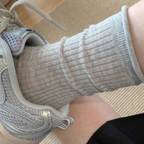 灰色袜子女中筒袜夏季薄款堆堆袜