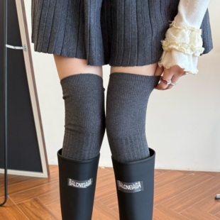 灰色长筒过膝袜女秋冬叠穿堆堆靴子jk高筒咖色压力过膝盖大长腿袜