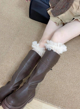 白色蕾丝渔网小腿靴袜女春夏季薄款过膝纯欲花边白丝jk长筒大腿袜