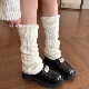 白色羊毛针织袜套女秋冬保暖辣妹菱格腿套Lolita堆堆袜配小皮鞋