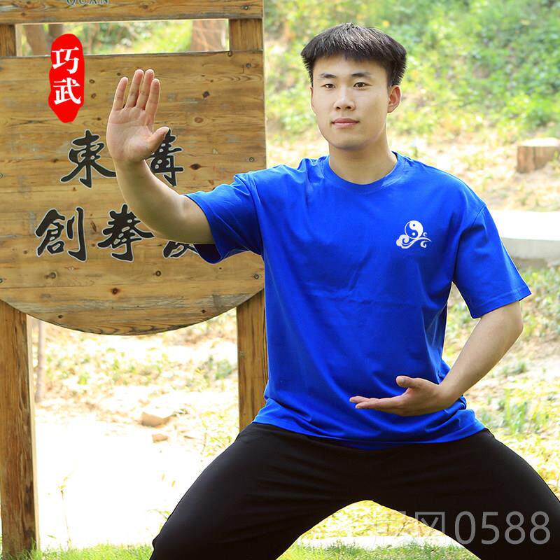 高档家沟夏季短袖太极服男女裤纯棉T恤武术服灯笼太 极拳服团陈购
