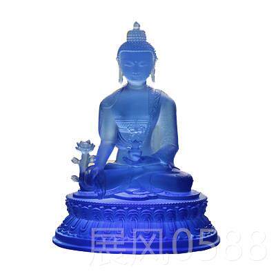 高档采产品蓝药像，七，三宝，佛药，琉璃如来佛像，家庭祭拜用品