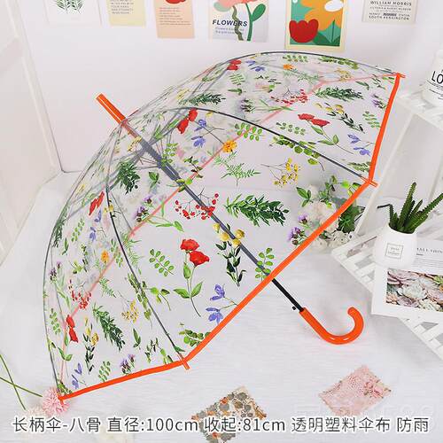 高档雨系樱花in日s小众森系覆古简约小新学生长柄透明伞女生高清