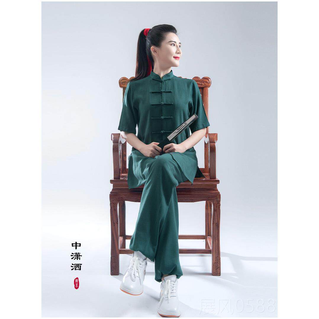 高档采购产品季极服太，软棉麻，男女中式武术训练服，陈英短夏袖