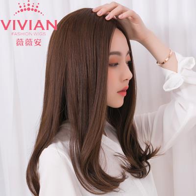 薇薇安假發女長卷發長直發自然逼真手織中偏分無劉海假發VZ158