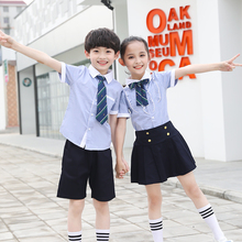 幼儿园园服夏装短袖纯棉班服套装英伦风小学生夏季校服毕业服定制