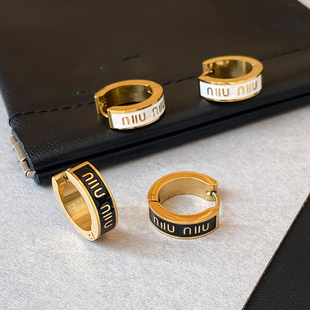 巴黎 复古圈圈耳环女轻奢小众高级感耳扣耳圈滴釉耳饰 设计师