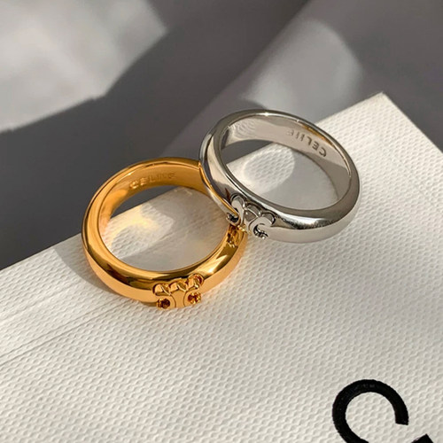 CE金色凯旋门情侣素圈食指戒指