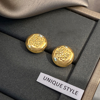 复古月饼花金豆耳钉女高级