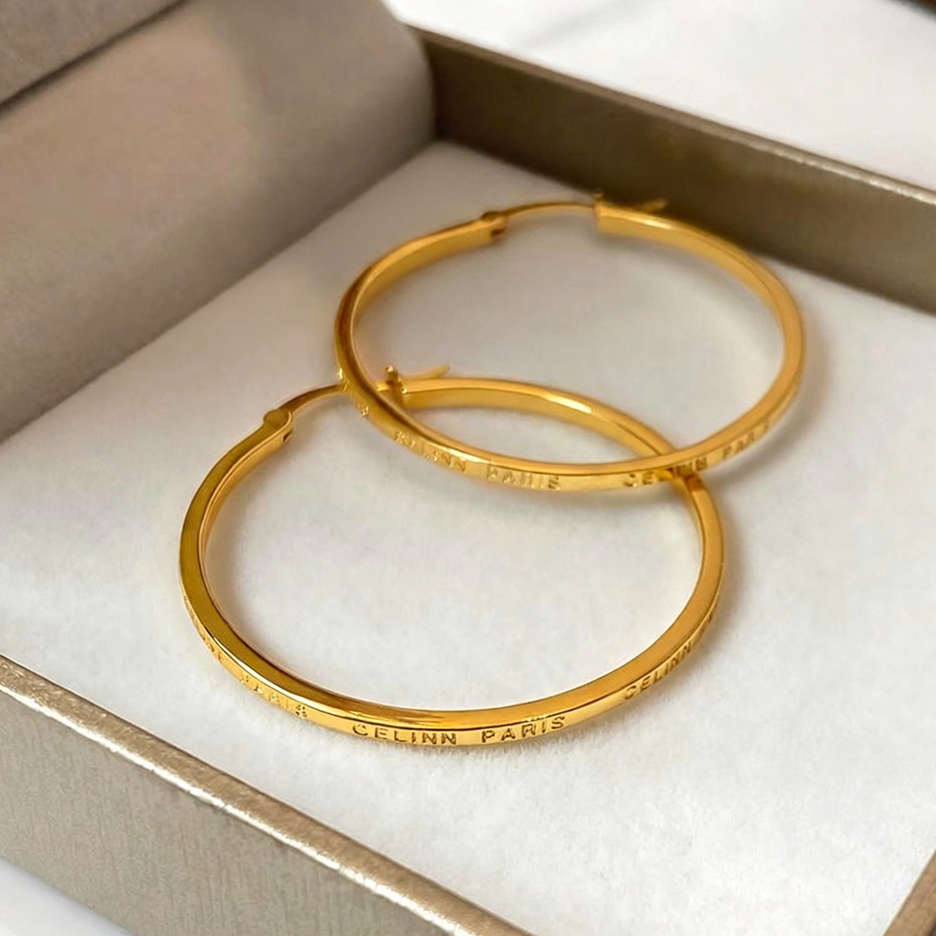 高级大圈圈金色耳环轻奢