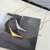 小众弯管项链女轻奢冷淡风锁骨链毛衣链不掉色 个性 巴黎 设计师