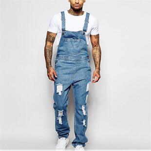 pants男吊带牛仔裤 jumpsuit ripped Men& braces men jeans 39;s